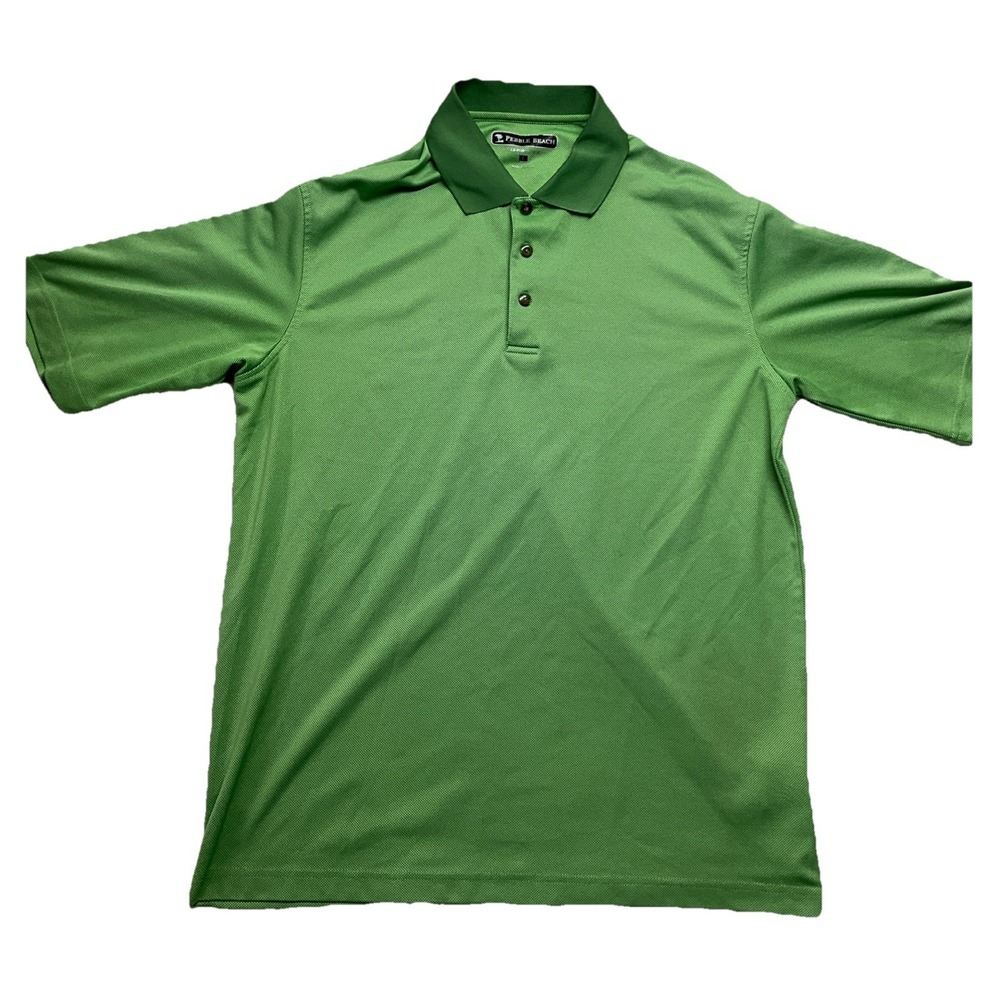 Pebble Beach Mens Green Short Sleeve Polo Shirt Size‎ L